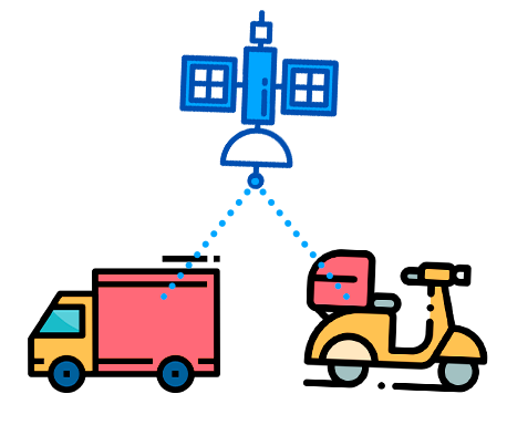 Camión y moto de reparto conectados por GPS